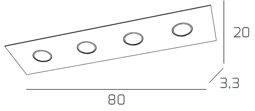 Plafoniera Moderna Rettangolare Path Vetro Bianco 4 Luci Gx53