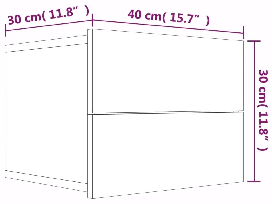 Comodini Rovere Marrone 2 pz 40x30x30 cm Legno Multistrato