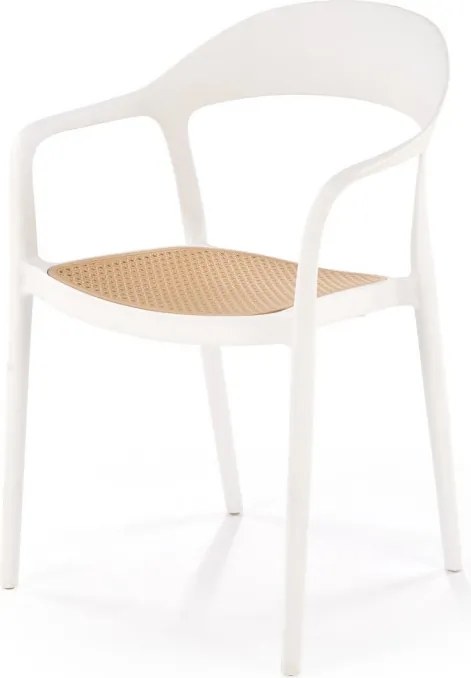 Sedia in plastica K530 in legno naturale/bianco