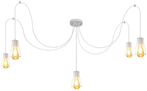 Lampadario a sospensione con filo TUBE LONG 5xE27/10W/230V bianco