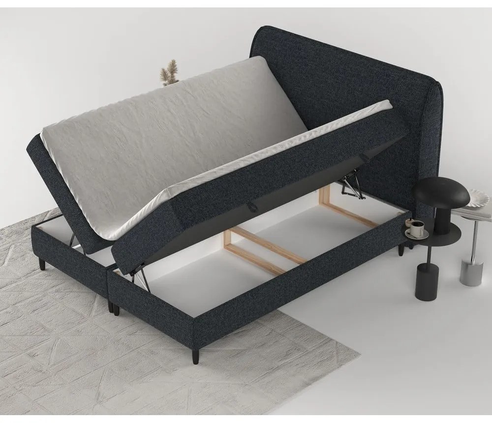 Letto boxspring nero con contenitore 200x200 cm Melba - Maison de Rêve