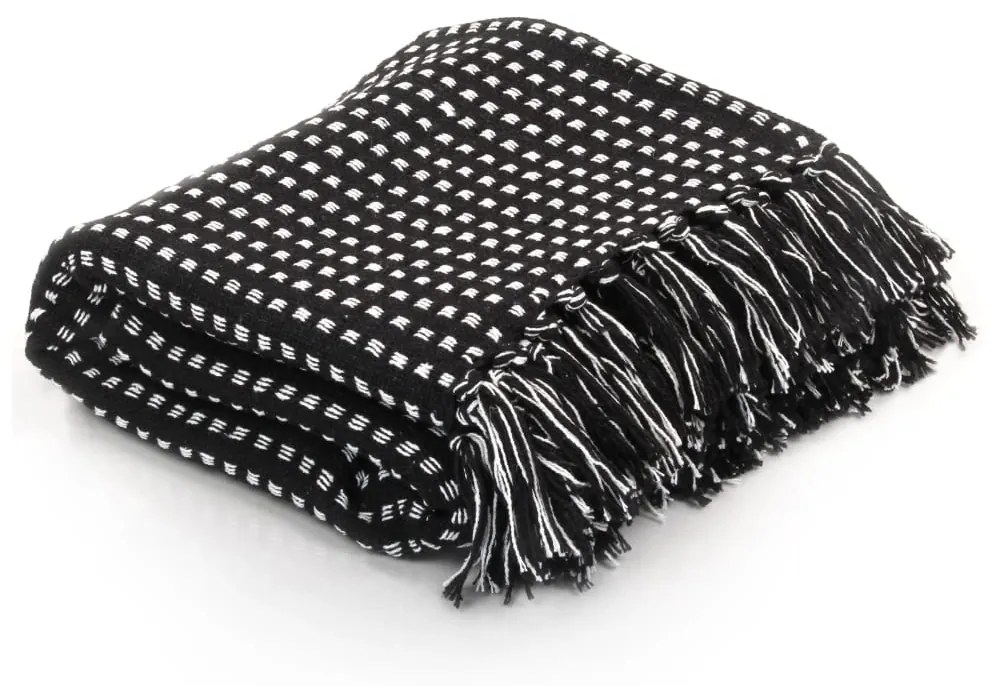 Copriletto İn Cotone A Quadri 220x250 Cm Nero /