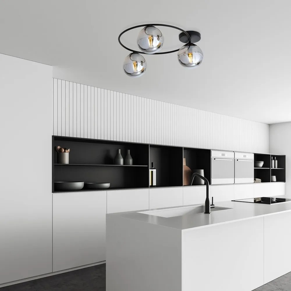 Lampada da soffitto in acciaio SOPRA 3 da interno 3xE14 Colore del corpo Nero e Grafite