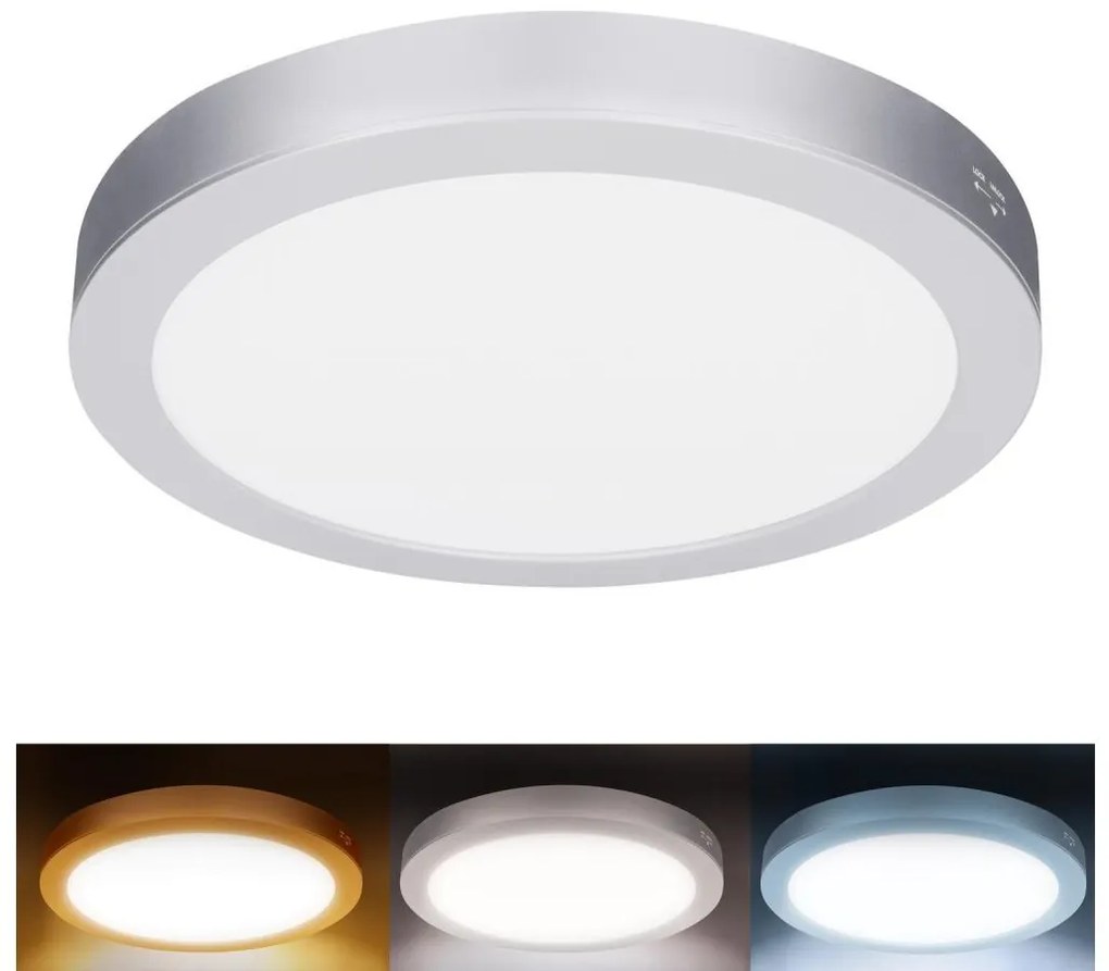 Solight WD244-S - Pannello LED 2 in 1 24W/230V 3000/4000/6000K diam. 30 cm IP54 argento