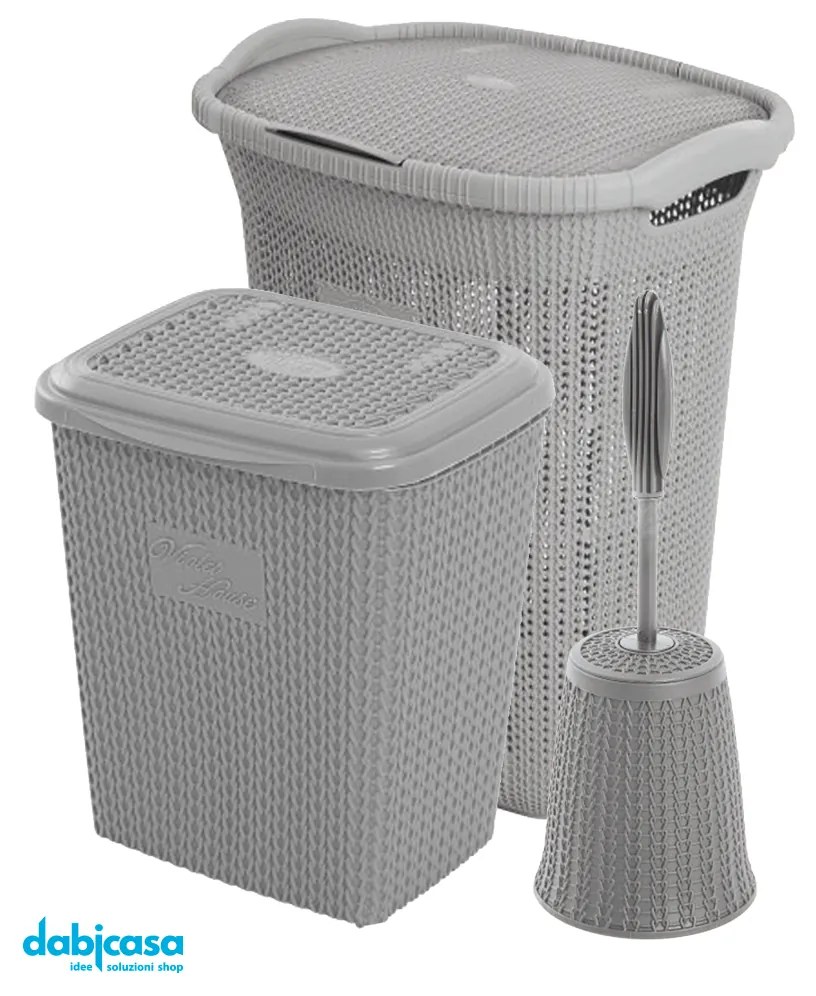 Set Bagno "Linea Violet 2.0" 3 Pezzi in Plastica Colore Grigio