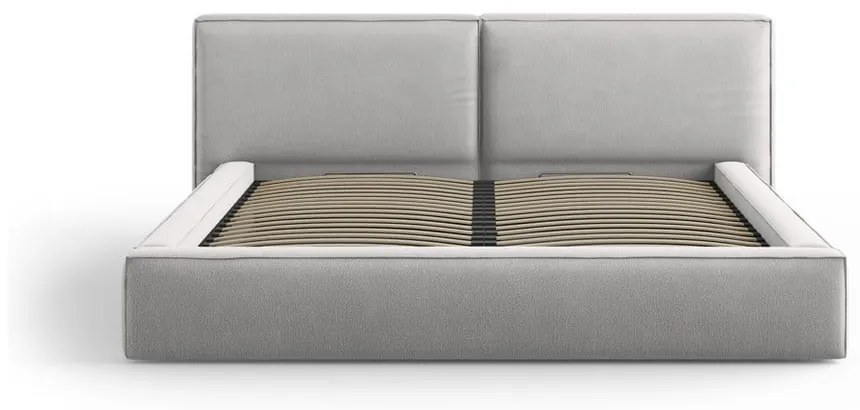 Letto matrimoniale imbottito grigio chiaro con contenitore e rete inclusi 180x200 cm Arendal - Cosmopolitan Design