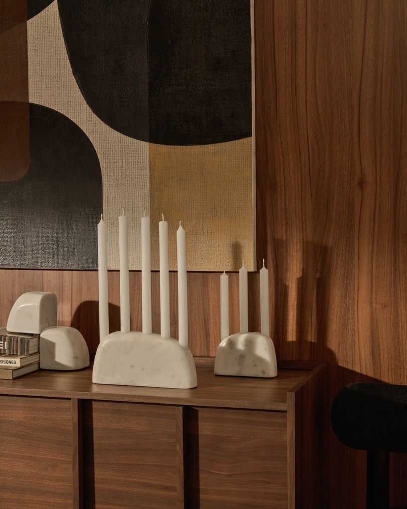 Kave Home - Candelabro medio Signe in marmo bianco 10 cm