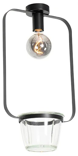 Plafoniera moderna nera con vetro rettangolare - Roslini