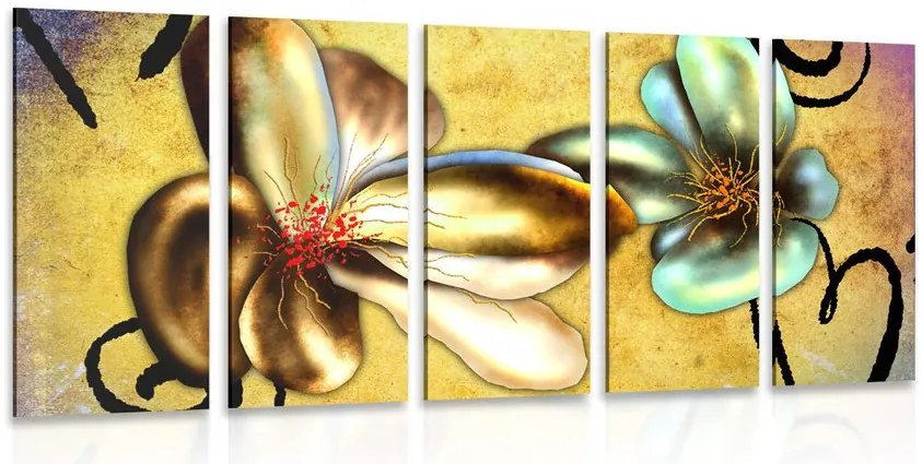 Quadri 5 pezzi – Fiori vintage interessanti