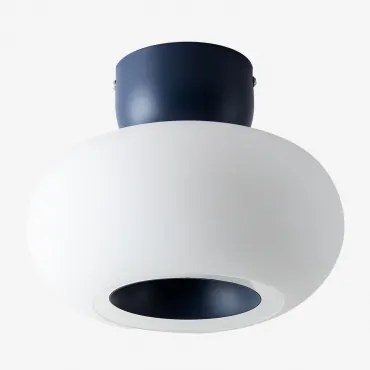 Plafoniera Da Soffitto Led In Vetro E Ferro Deruent Blu Lapislazzuli - Sklum