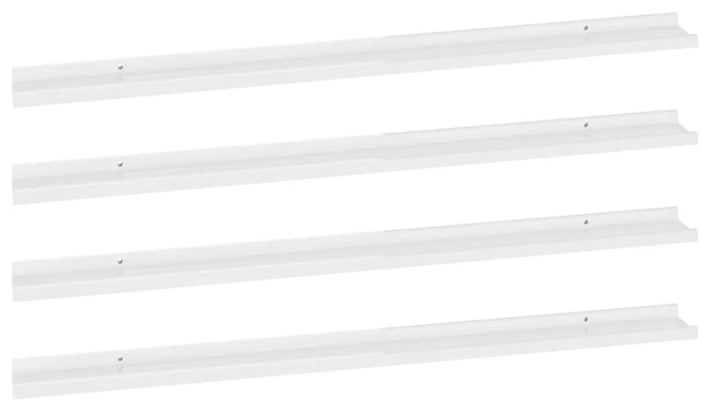 Mensole da parete 4 pz bianco lucido 115x9x3 cm