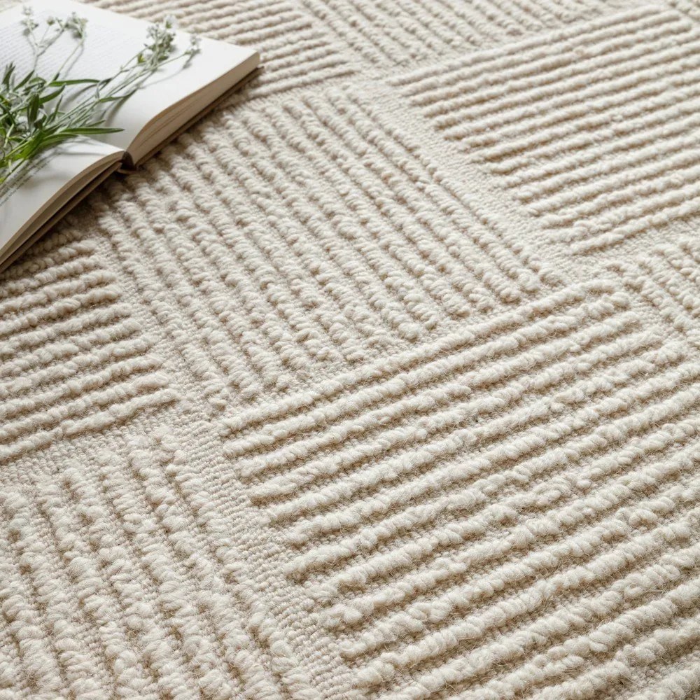Tappeto in lana avorio tessuto a mano 200x290 cm Zennith Grid - Asiatic Carpets