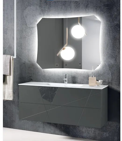 Mobile da bagno sospeso moderno CRIZIA base 120 con lavabo, ANTRACITE OPACO