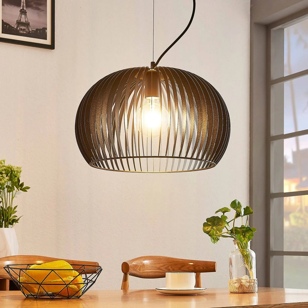 Lampada a sospensione Jusra Lindby, dimmerabile, Nero, Cucina, Metallo, Moderno, Lampada a sospensione