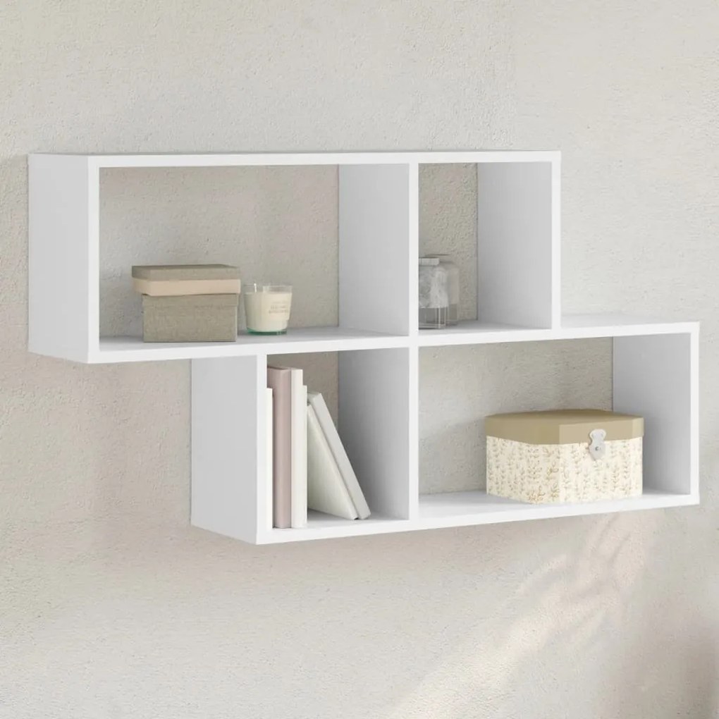 Scaffale A Parete Bianco 100x20x53 Cm İn Legno Multistrato /