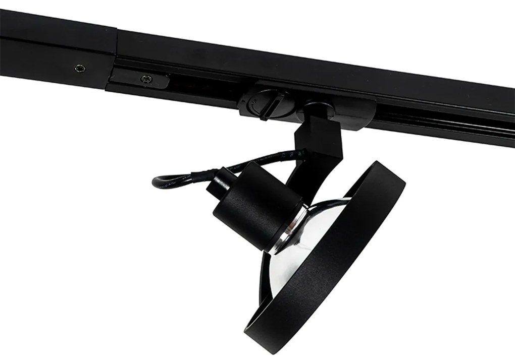 Sistema di illuminazione a binario moderno con 5 faretti nero 1 fase - Iconic Go
