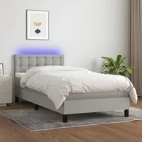 Letto a Molle Materasso e LED Grigio Chiaro 90x200 cm Tessuto cod mxl 53078