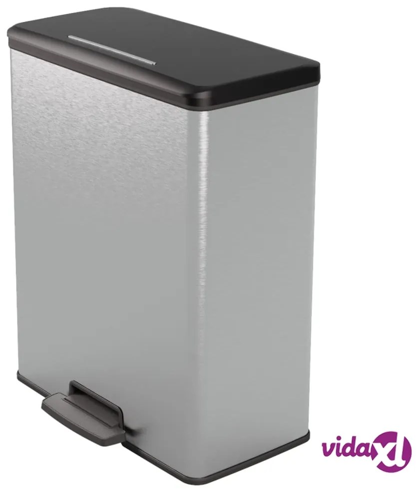 Curver Pattumiera a Pedale Deco Rettangolare 65 L Argento