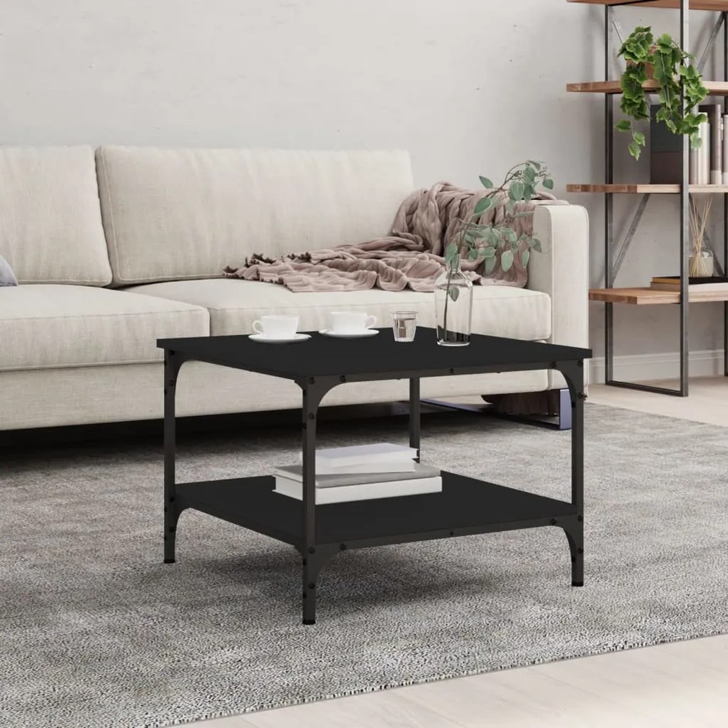 Tavolino Da Salotto Nero 55x55x40 Cm İn Legno Multistrato /