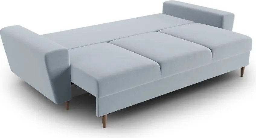 Divano azzurro allungabile e con contenitore con rivestimento in velluto 235 cm Kyoto – Cosmopolitan Design