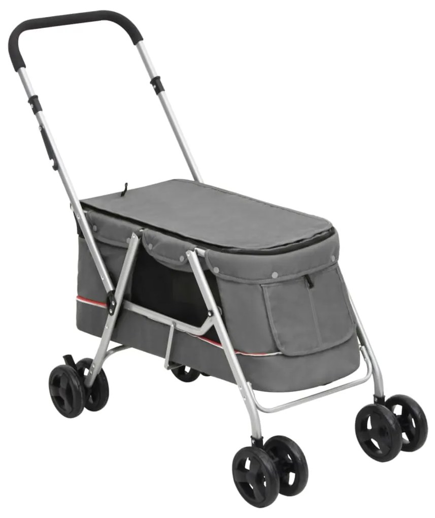 Passeggino Cani Pieghevole Grigio 100x49x96cm Tessuto Di Lino /