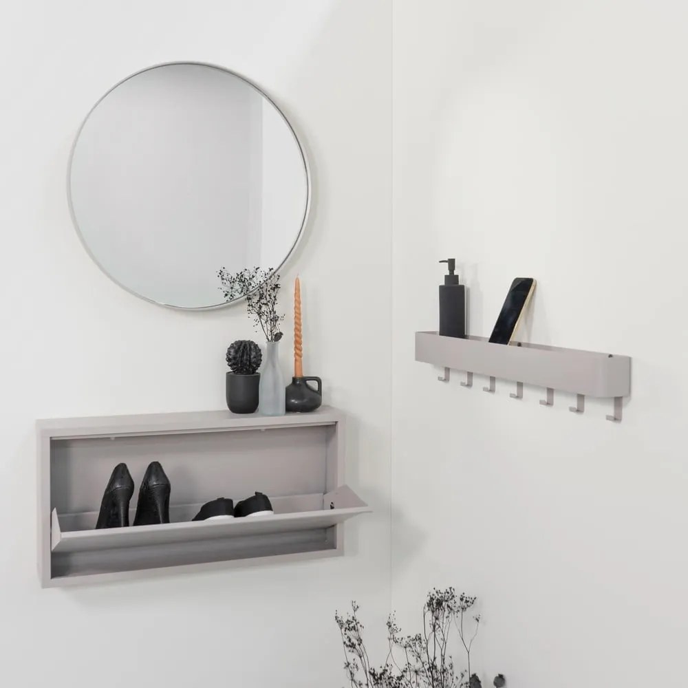 Scarpiera grigio tortora in metallo con ante ribaltabili 75x37,5x12,5 cm Billy – Spinder Design