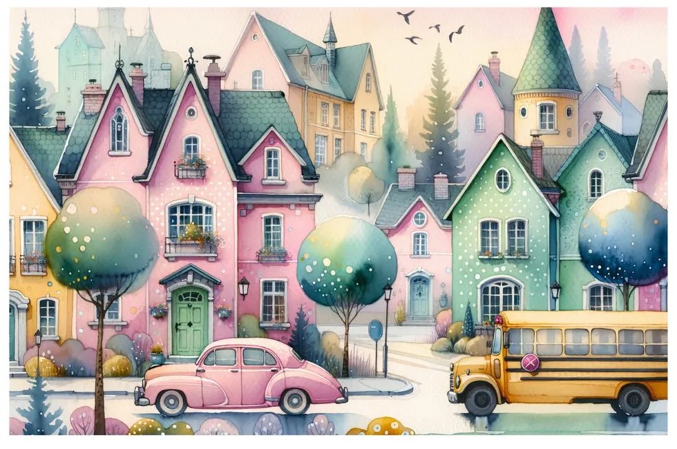 Quadro su tela – Vicoli magici della città pastello