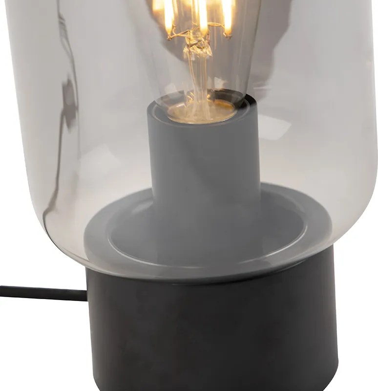 Lampada da tavolo di design nera con vetro fumé - Bliss Cute