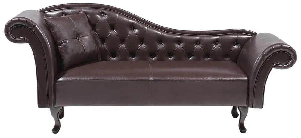 Chaise longue vintage sinistra in pelle sintetica marrone LATTES Beliani