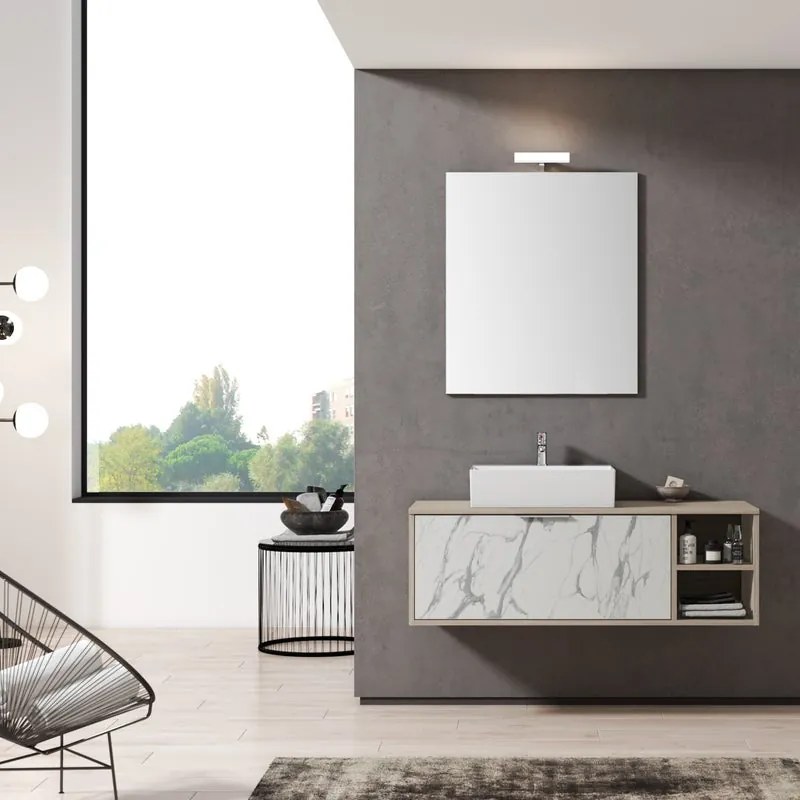 Mobile da bagno sospeso sotto lavabo Petra L 120 x H 40 x P 45.5 cm bianco