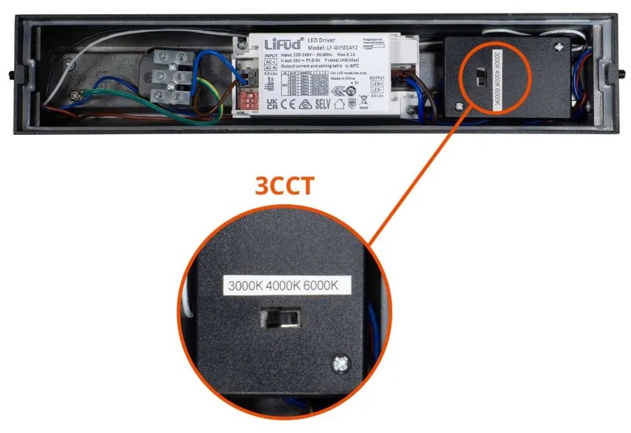 Applique Bidirezionale Nera 12W CCT, IP65 da esterno - Serie FILO Colore Bianco Variabile CCT