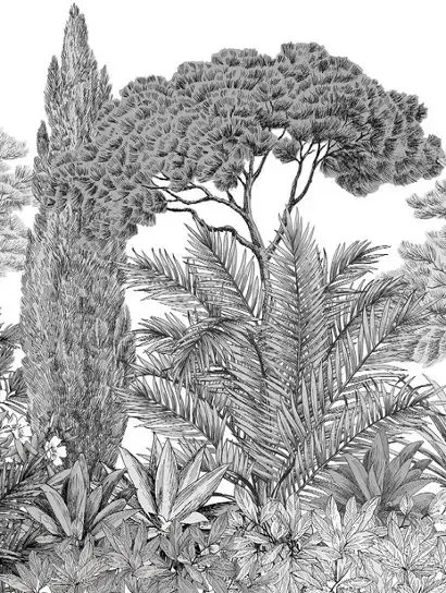 Isidore Leroy Carta da parati panoramica Riviera Grisaille - Grisaille – Bahnen 1/2/3