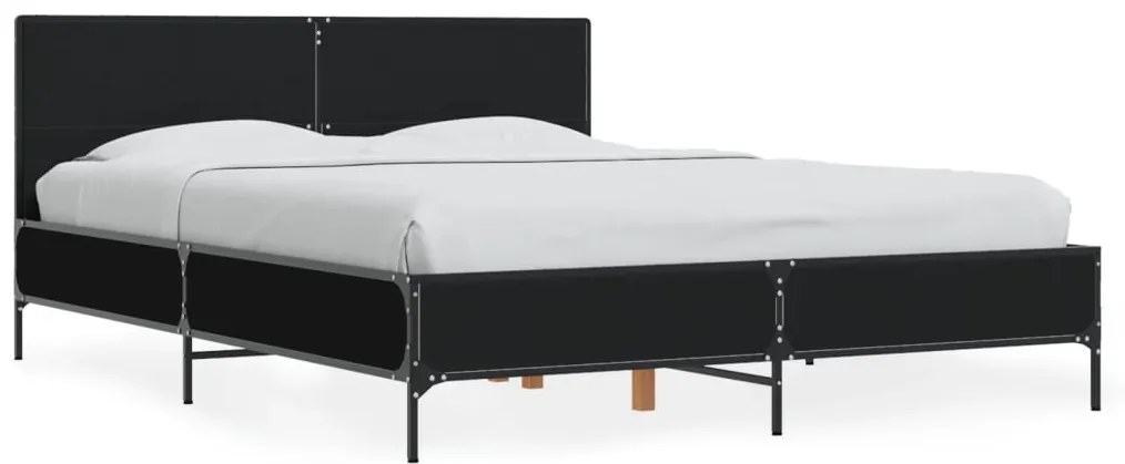 Giroletto Nero 120x200 Cm İn Legno Multistrato E Metallo /