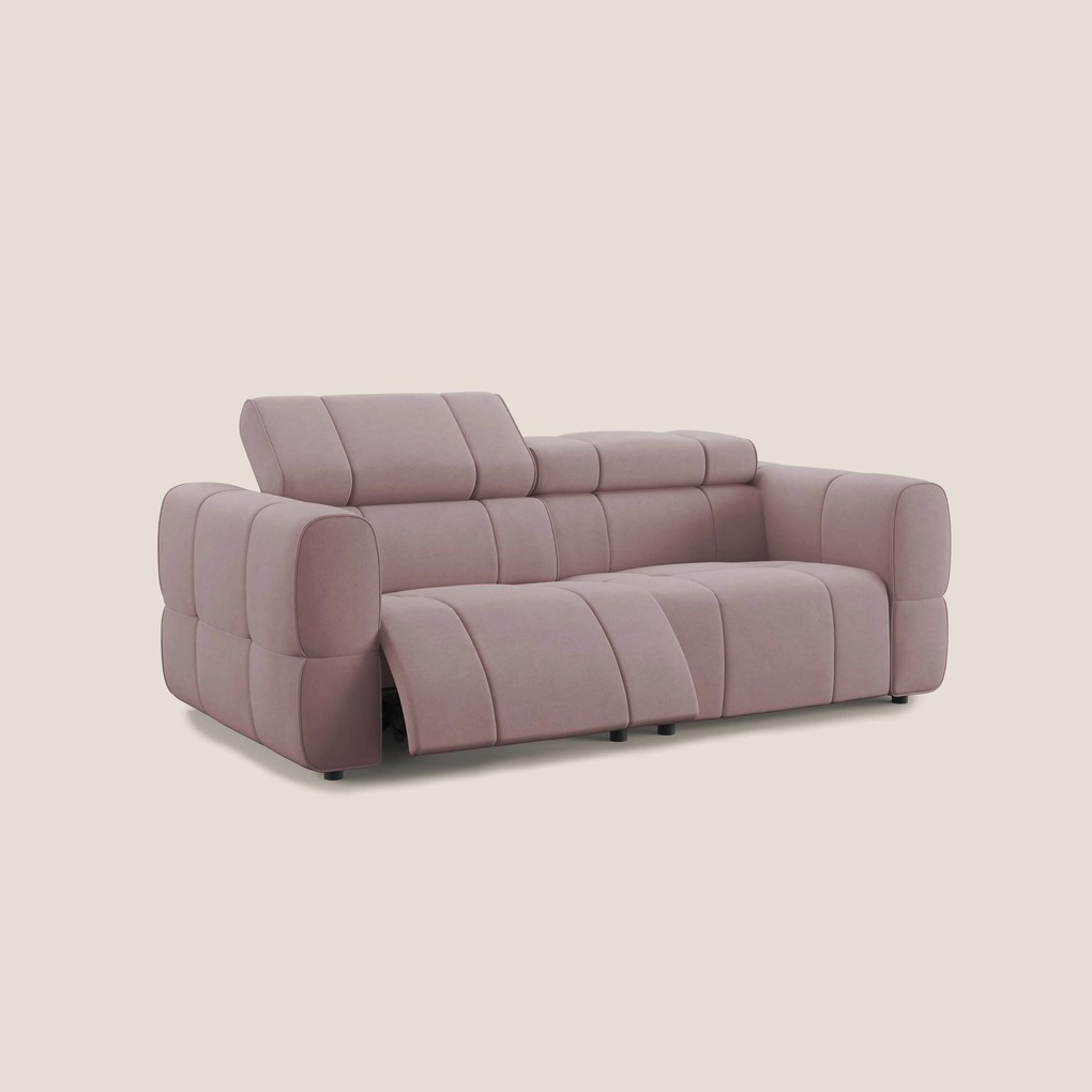 Giotto Divano modulare con opzione relax elettrico in microfibra effetto velluto impermeabile T09