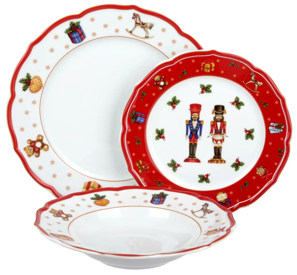 Set posto tavola 3 piatti Natale Soldatini rosso