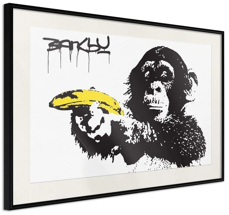 Poster  Banksy: Banana Gun I  Cornice Quadri Cornice nera con pass-partout, Larghezza x Altezza Home decor 45x30