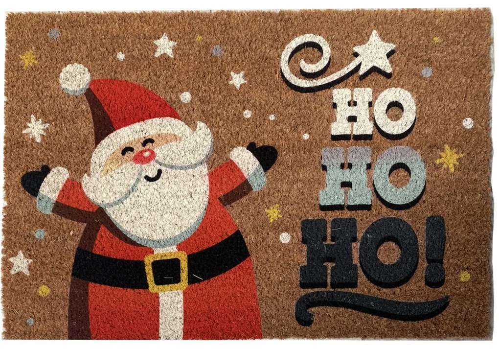 Zerbino Natalizio 60x40 cm con Babbo Natale e Scritta "HO HO HO!"