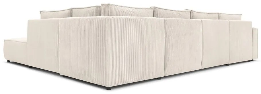 Divano a U angolare in velluto a coste color crema, angolo destro Nihad modular - Bobochic Paris