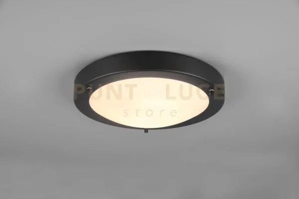 Condus h2o plafoniera bordo metallo nero ip44 d.31,5cm 1 luce attac...