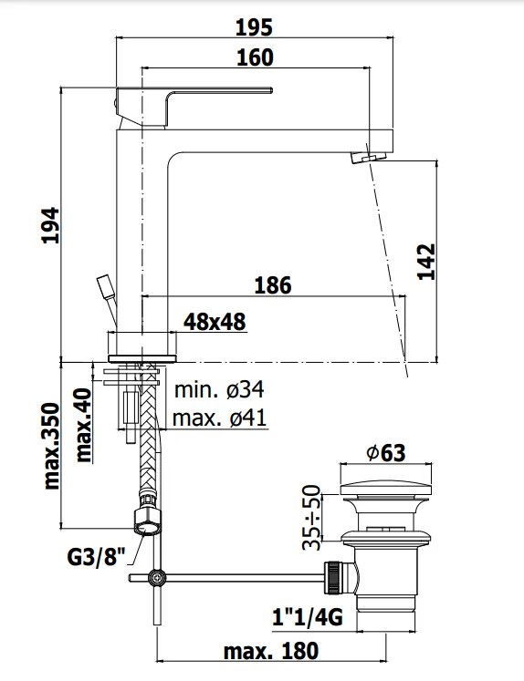 Paffoni Elle El074 Miscelatore lavabo Monocomando Senza Scarico Cromo