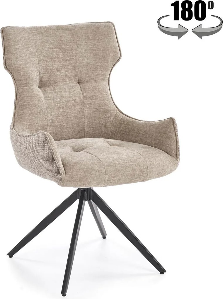 Sedia K573 in tessuto – beige – con seduta girevole 180° – 55x64x88 cm