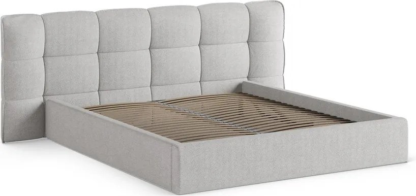Letto matrimoniale imbottito grigio con contenitore con rete inclusa 160x200 cm Eric – Micadoni