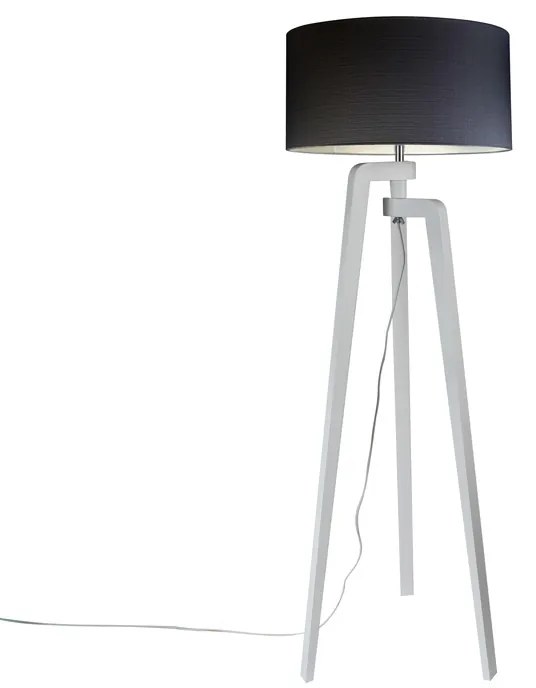 Lampada da terra treppiede bianca con paralume nero 50 cm - Puros