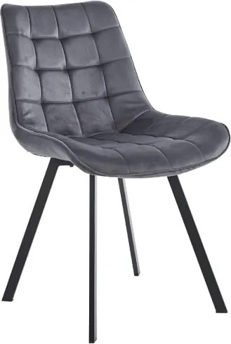 Sedia da pranzo in velluto Grigio Scuro e gambe metallo nero - Roma 2 sedie