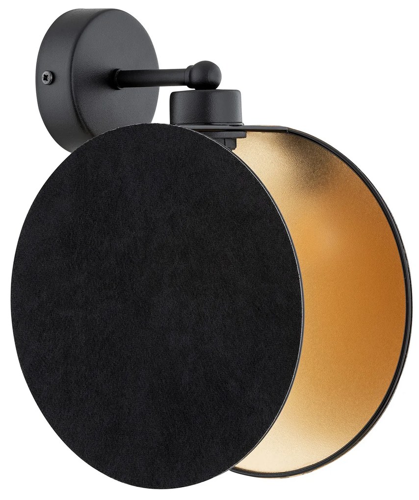 Applique 1 Luce Moderna Nut In Acciaio Nero E Oro