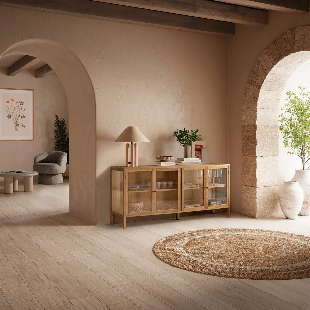 Vetrina di colore naturale con effetto rovere 180x80x40 cm Ceci – MOME