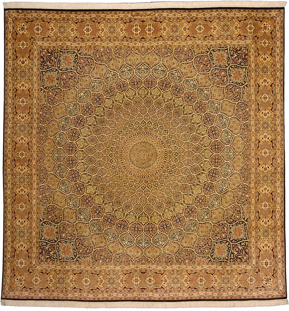 Cashmere Silk Tappeto 240x250 Beige (Indian) Annodato A Mano