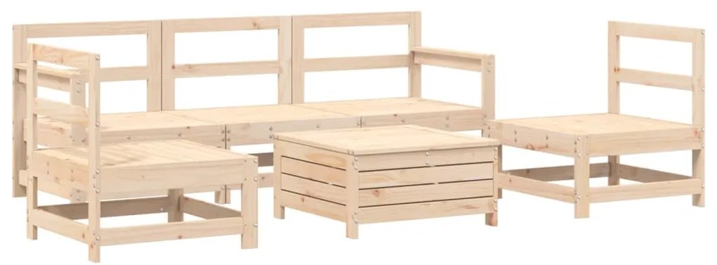 Set divani da giardino 6 pz in legno massello di pino