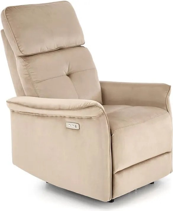 Poltrona reclinabile Semir velluto beige - H108 cm