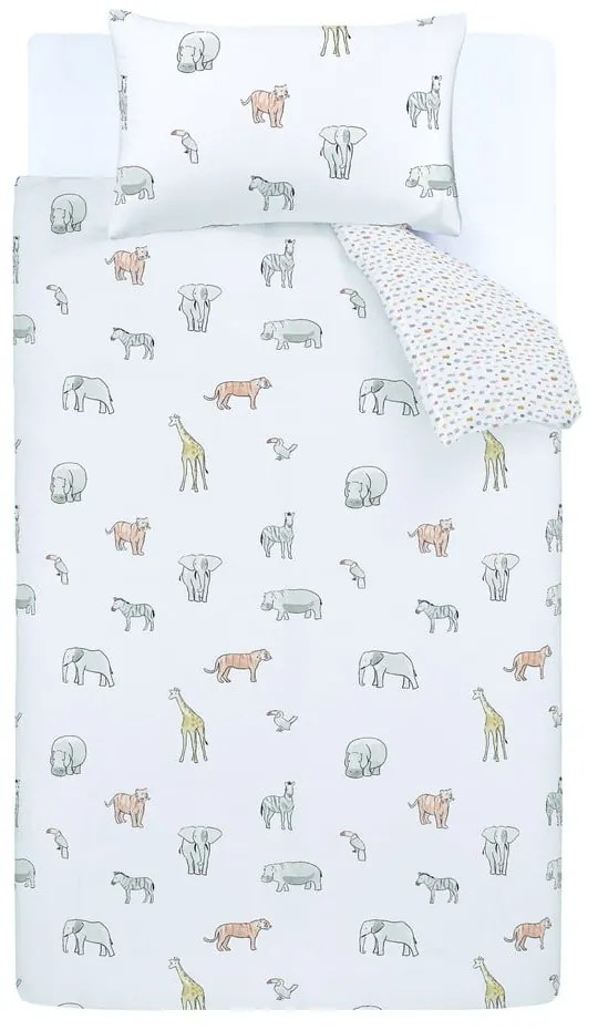 Biancheria da letto per bambini bianca in cotone per letto matrimoniale 200x200 cm Zoo Animals – Bianca
